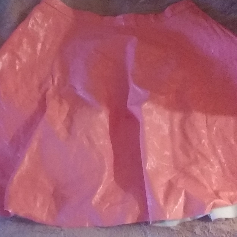 TopShop Salmon Leather Skirt. Size 8.